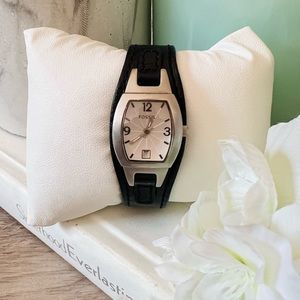 Black Leather Fossil Watch